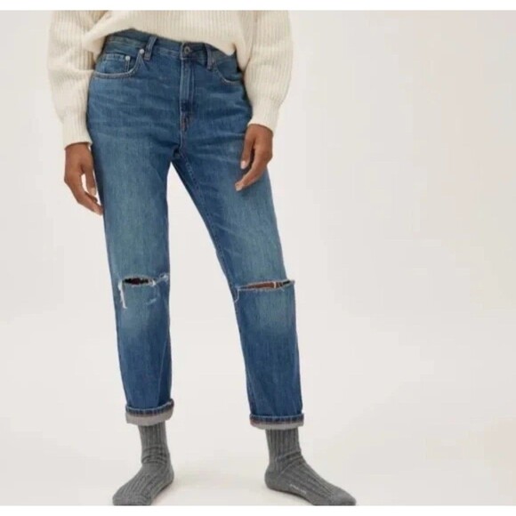 Women’s EVERLANE The Summer Jean Medium Wash Distressed Denim Size 30 Relaxed - Picture 1 of 6